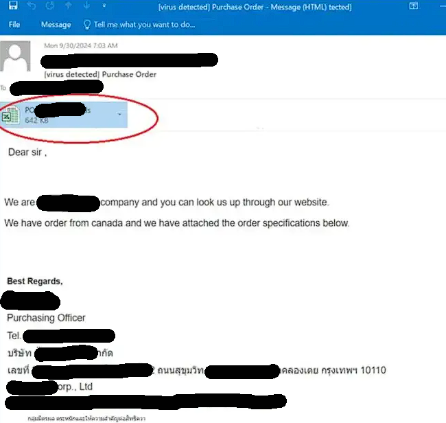 Email de phishing Remcos RAT